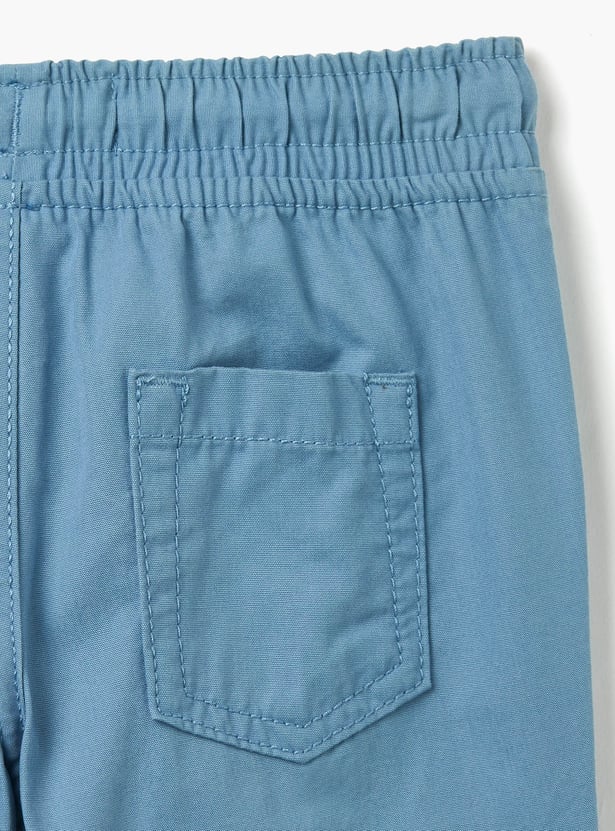 Juniors Solid Shorts with Drawstring Closure and Pockets