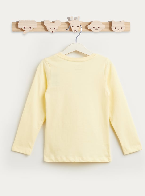 Juniors Bird Print T-shirt with Long Sleeves and Pyjama Set