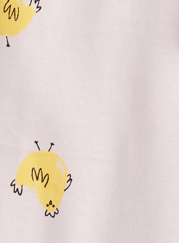 Juniors Bird Print T-shirt with Long Sleeves and Pyjama Set