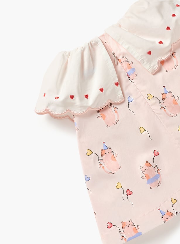 Juniors Cat Print Top and Joggers Set