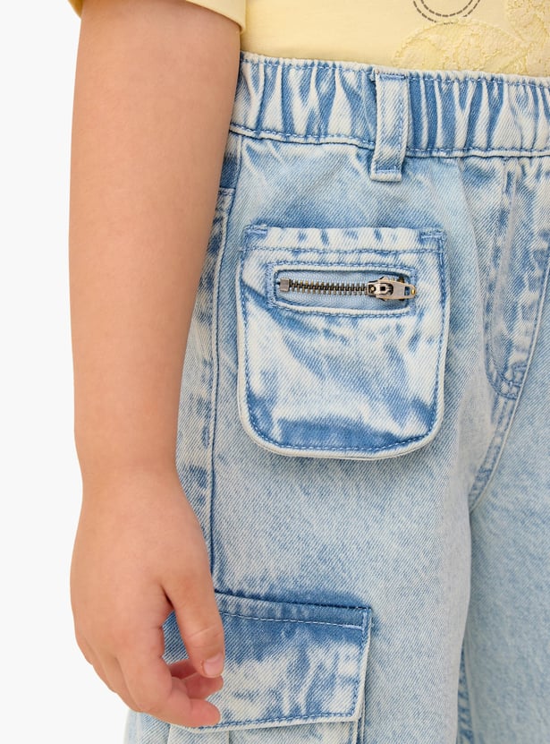Juniors Girls' Solid Jeans with Pockets and Elasticated Waistband