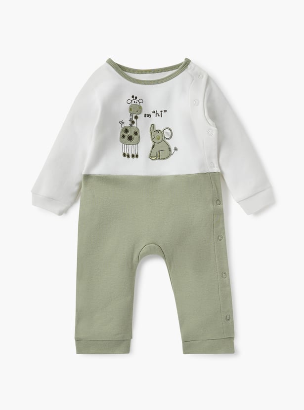 Juniors Animal Applique Romper with Side Button Closure