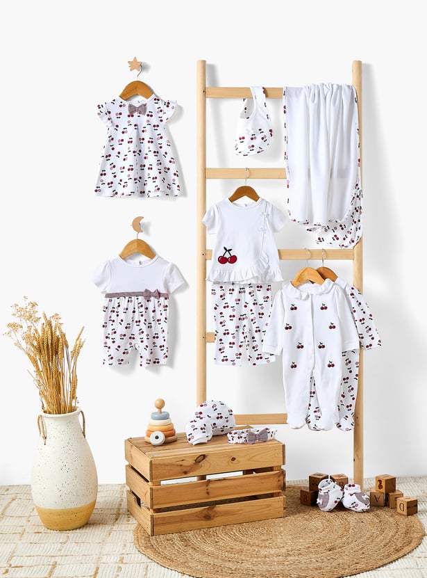 Juniors Cherry Embroidered Sleepsuit with Collar