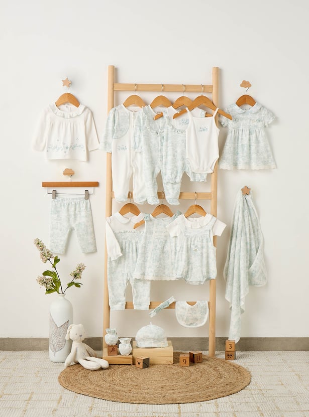 Giggles Floral Embroidered Long Sleeve Sleepsuit