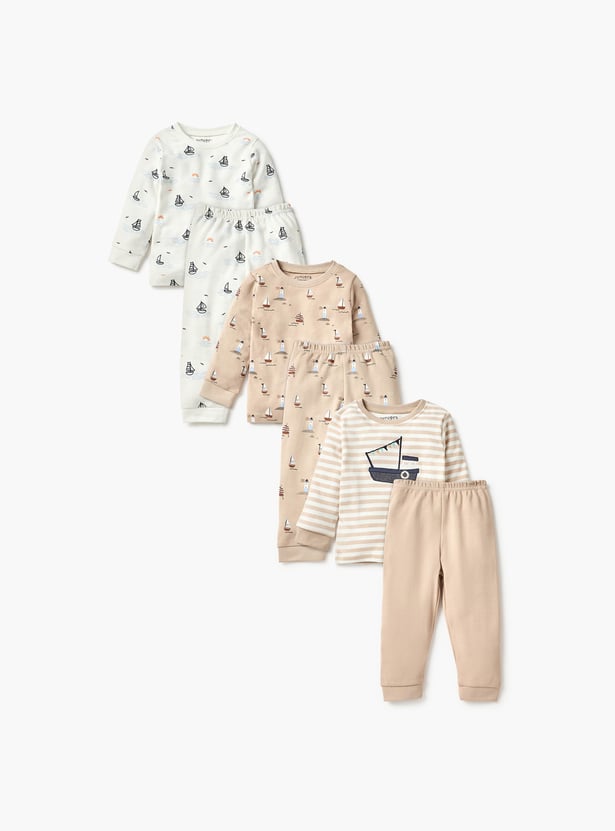 Juniors Printed T-shirt and Pyjama Set - Set of 3