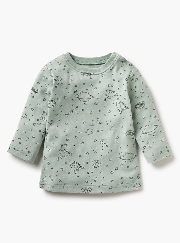 Juniors Space Print T-shirt with Pyjama - Set of 2