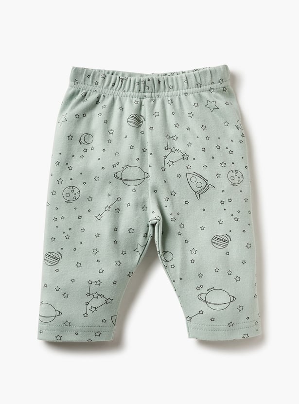 Juniors Space Print T-shirt with Pyjama - Set of 2