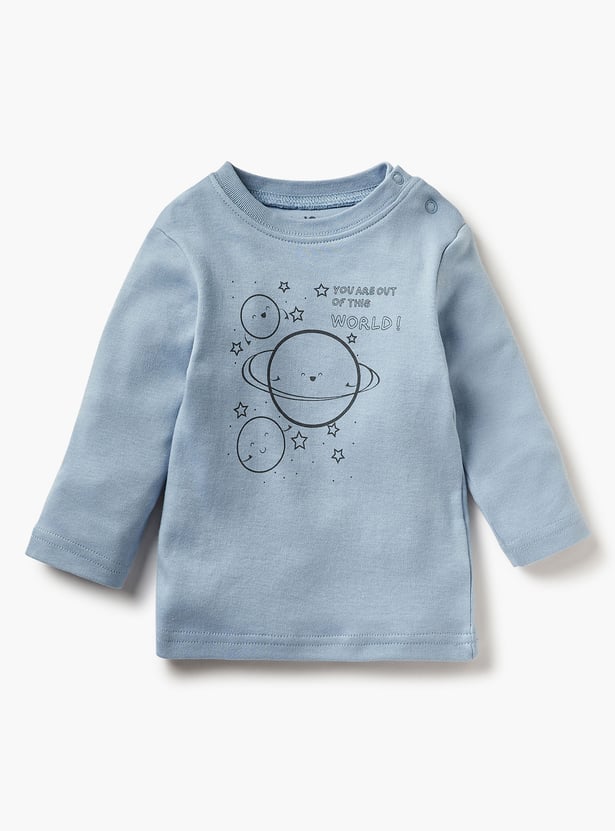 Juniors Space Print T-shirt with Pyjama - Set of 2