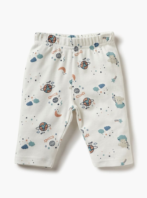 Juniors Space Print T-shirt with Pyjama - Set of 2