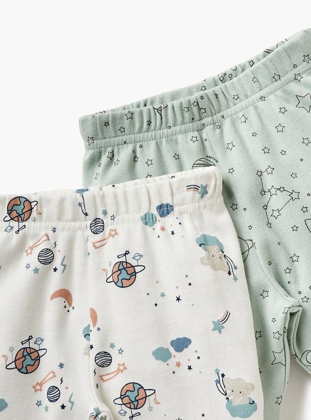 Juniors Space Print T-shirt with Pyjama - Set of 2