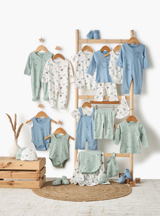 Juniors Space Print T-shirt with Pyjama - Set of 2