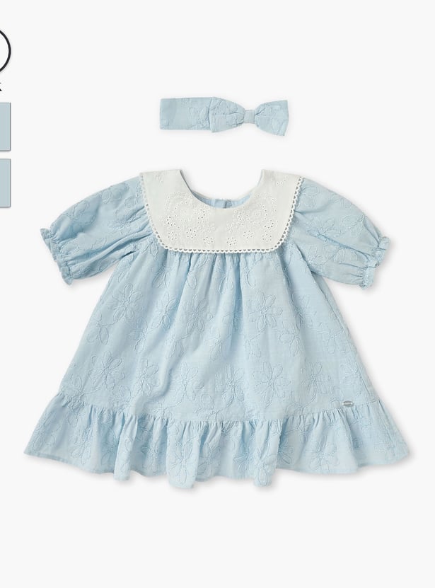 Giggles Embroidered Dress with Headband