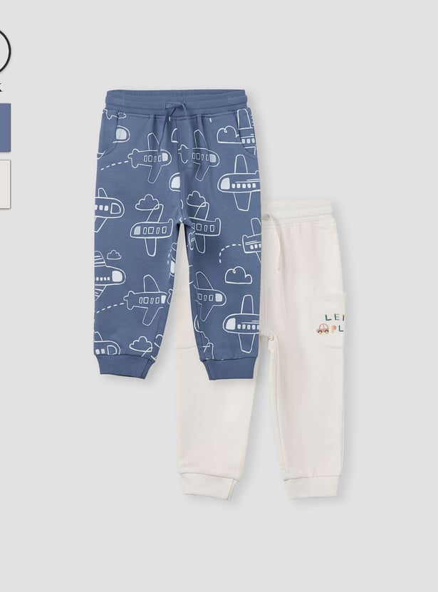 Juniors Printed Joggers with Pockets - Set of 2