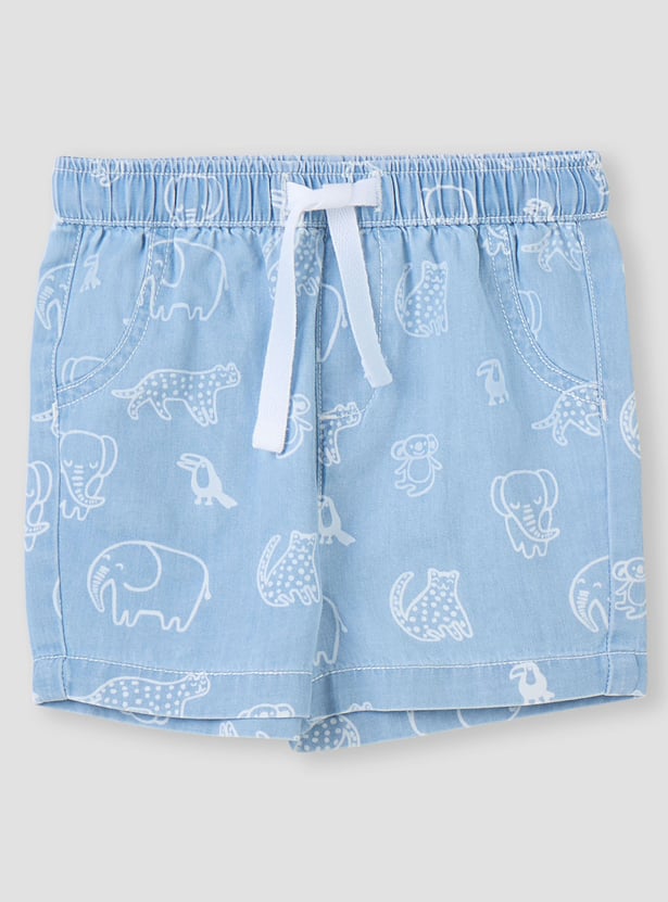 Juniors Animal Print Denim Shirt and Shorts Set