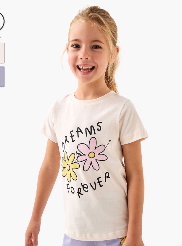Juniors Floral Print T-shirt and Pyjama Set