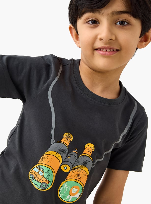 Juniors Binocular Print T-shirt with Short Sleeves