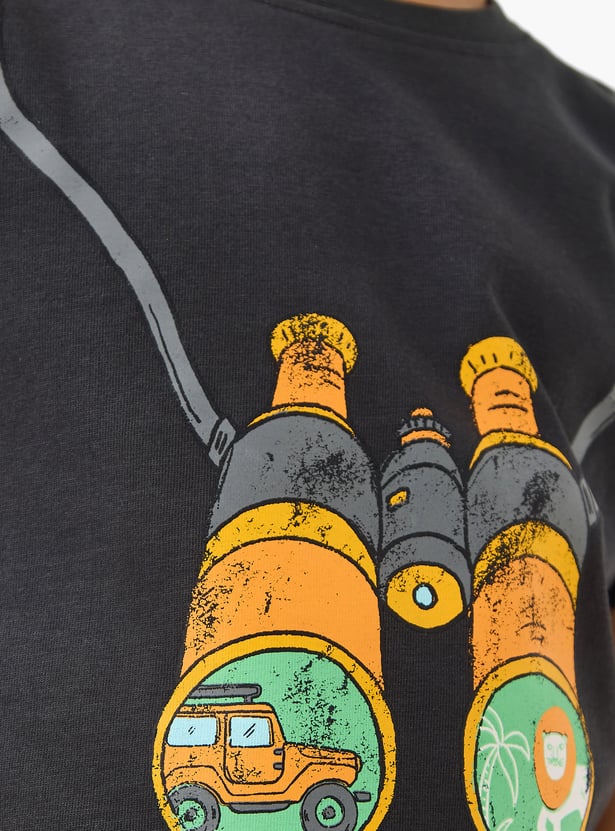 Juniors Binocular Print T-shirt with Short Sleeves