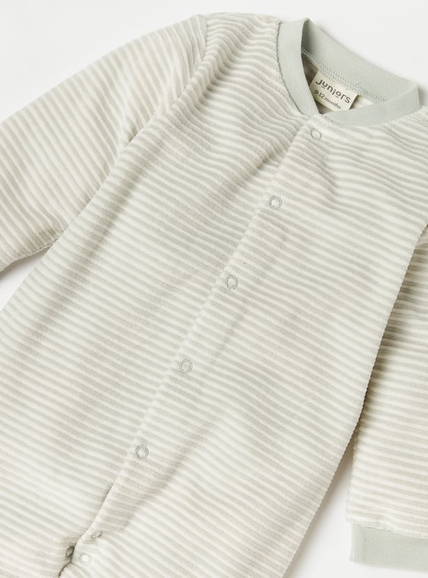 Juniors Striped Sleepsuit with Long Sleeves