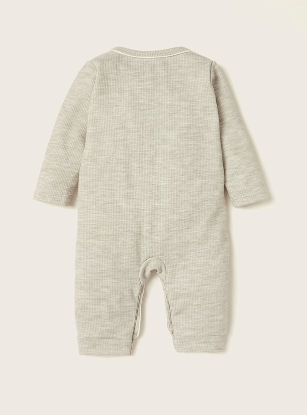 Juniors Ribbed Romper with Long Sleeves