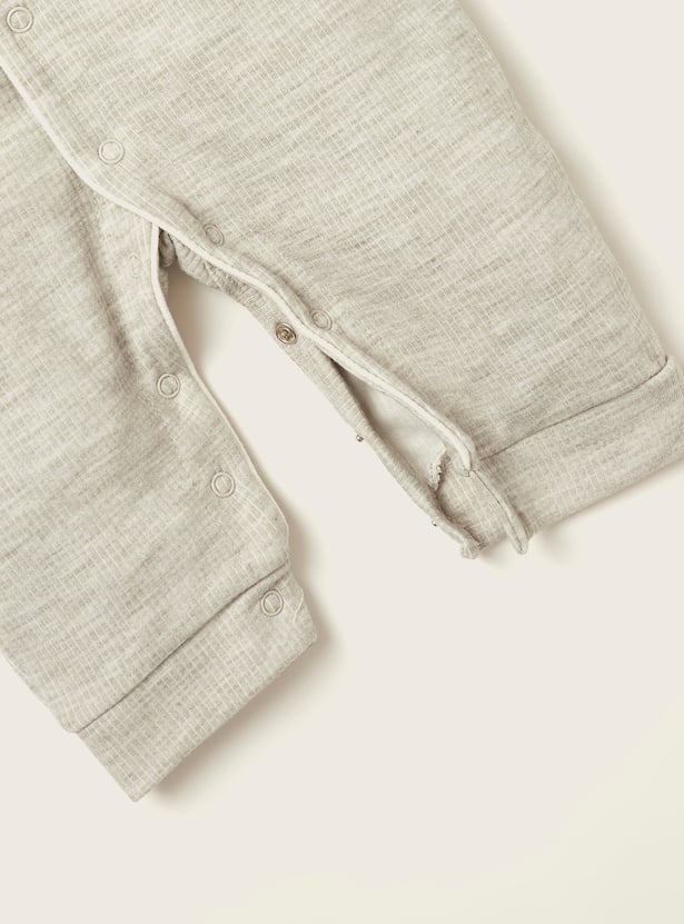 Juniors Ribbed Romper with Long Sleeves