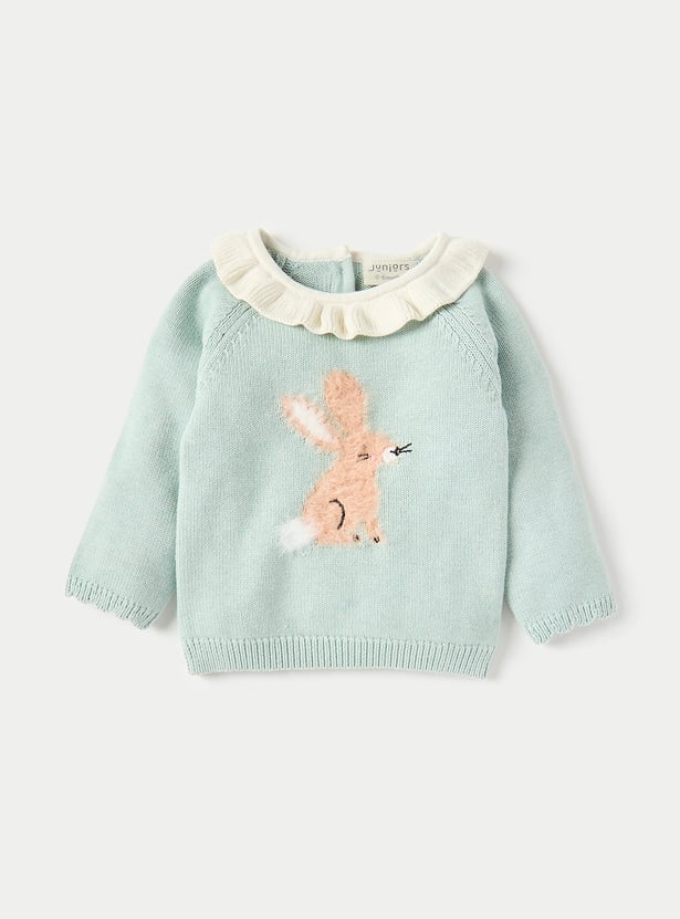Juniors Bunny Textured Sweater and Elasticated Pyjama Set