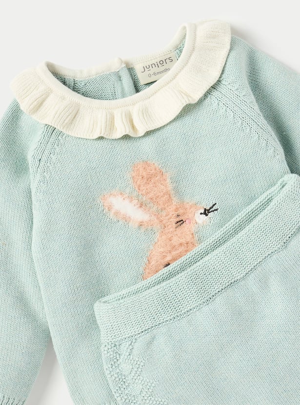 Juniors Bunny Textured Sweater and Elasticated Pyjama Set
