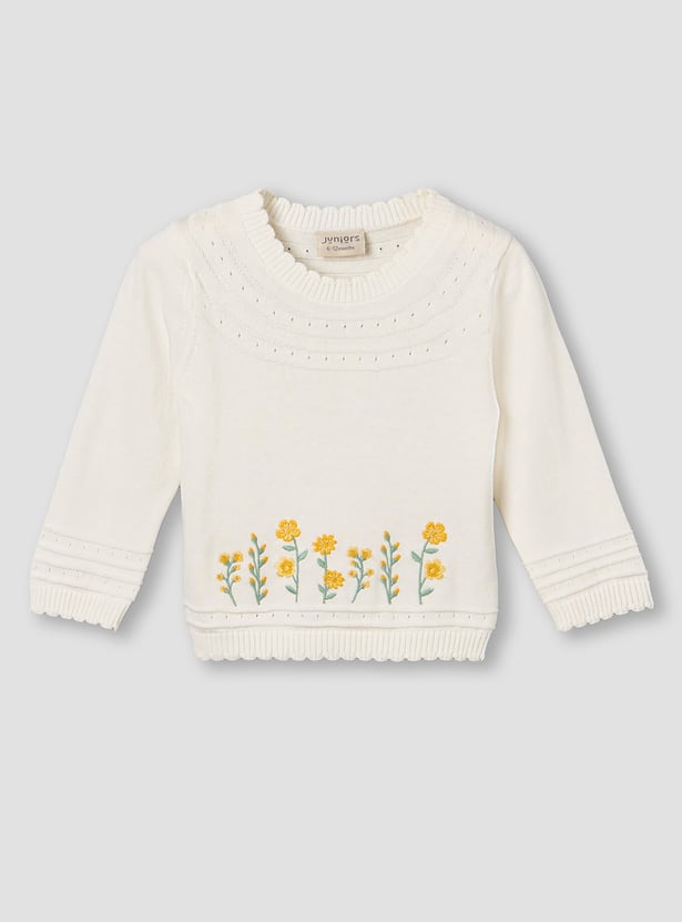 Juniors Embroidered Sweater with Pants Set
