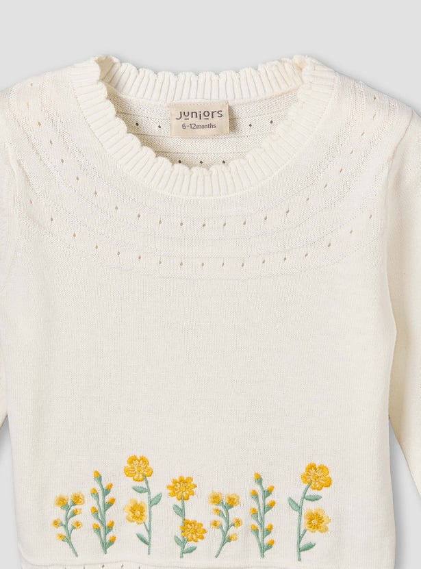 Juniors Embroidered Sweater with Pants Set
