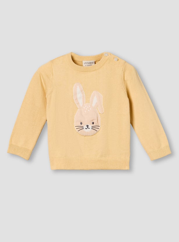 Juniors Bunny Embroidered Sweater with Pants Set