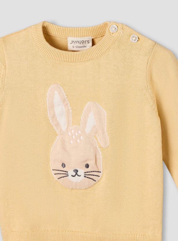 Juniors Bunny Embroidered Sweater with Pants Set