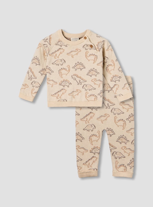 Juniors Dinosaur Print Sweater with Pants Set