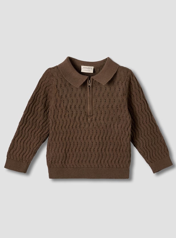 Juniors Knitted Sweater with Polo Collar