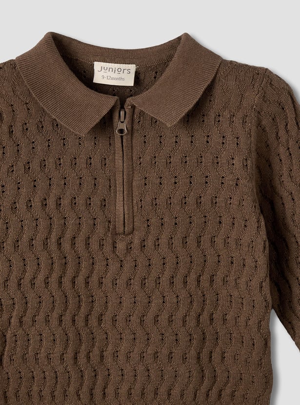Juniors Knitted Sweater with Polo Collar
