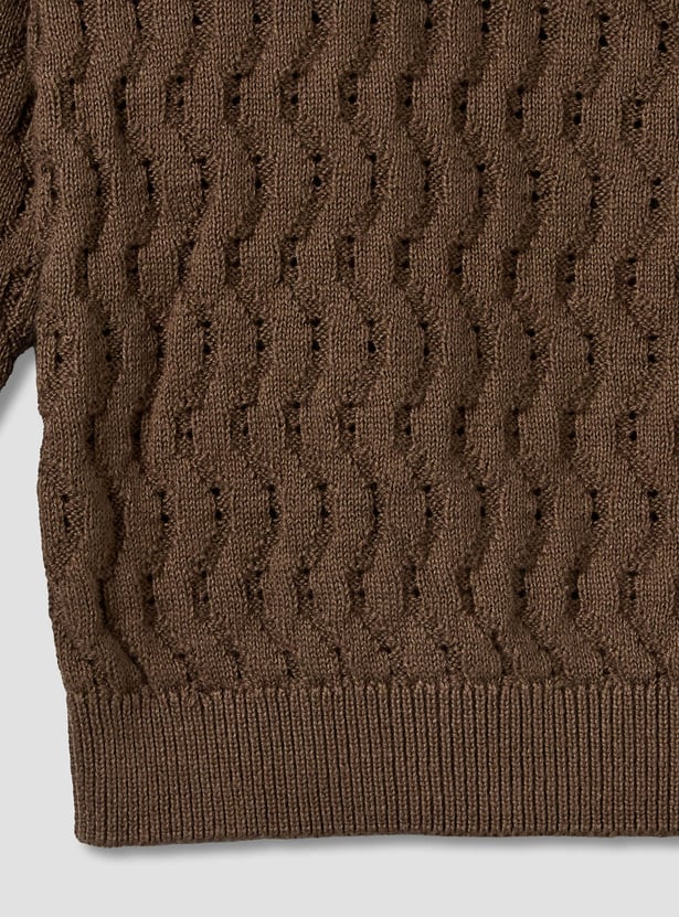 Juniors Knitted Sweater with Polo Collar