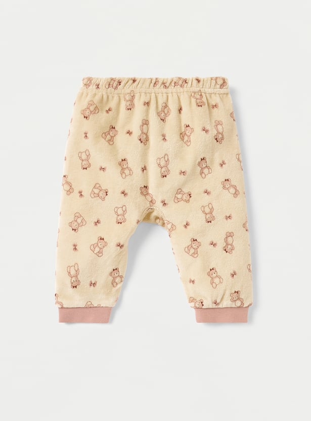 Juniors Bear Applique Velour T-shirt and Pyjama Set