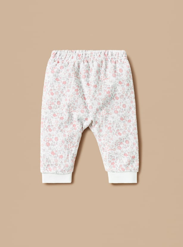 Juniors Bunny Applique Velour T-shirt and Pyjama Set