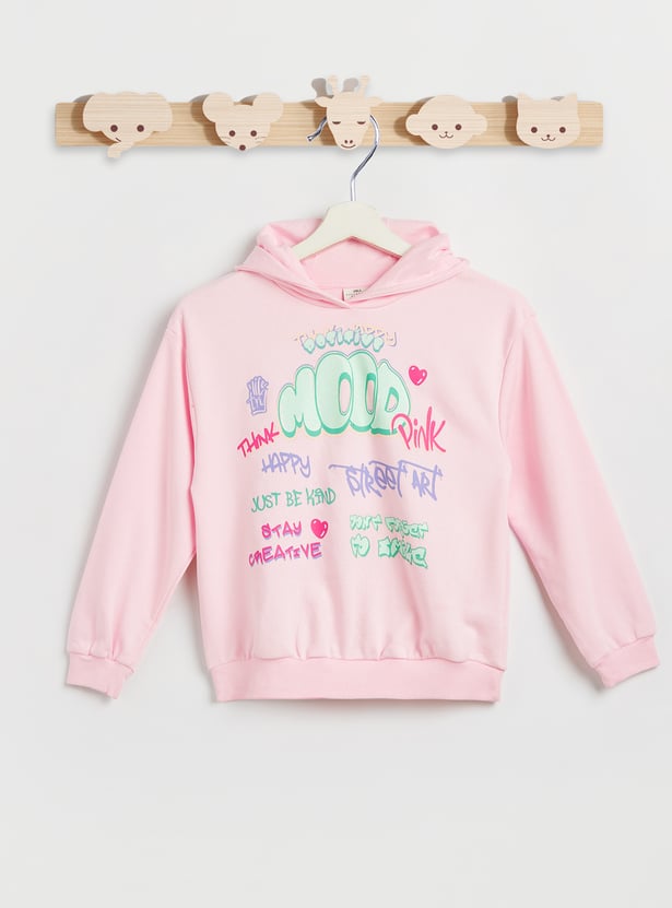 Juniors Graphic Print Hooded Sweatshirt
