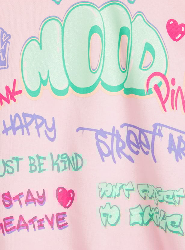 Juniors Graphic Print Hooded Sweatshirt