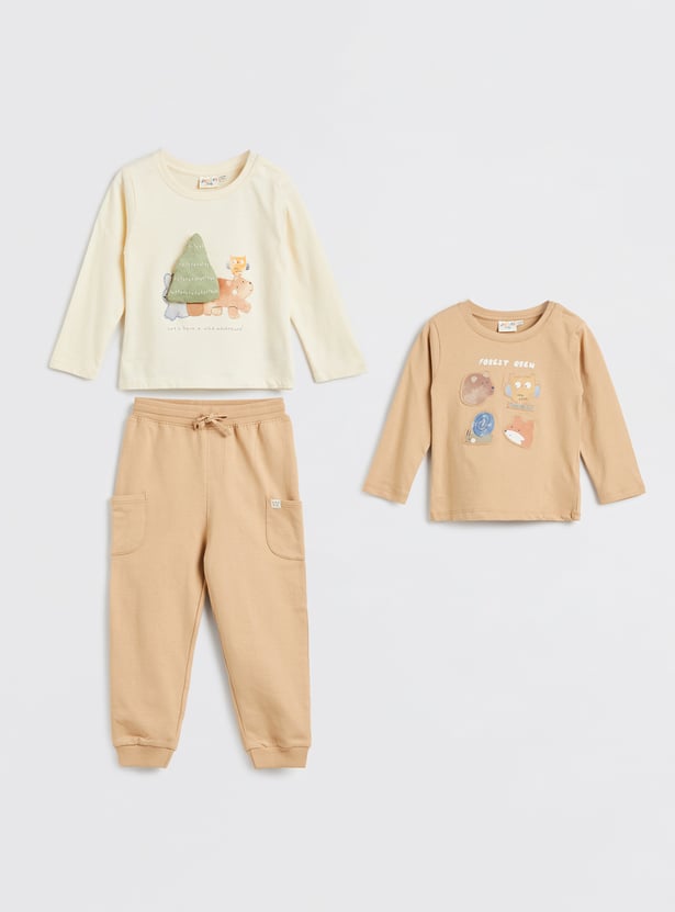 Juniors 3 Piece Applique T-shirt with Joggers Set