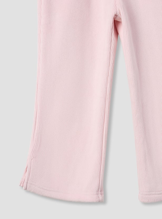 Juniors Textured Sweatshirt with Track Pants Set