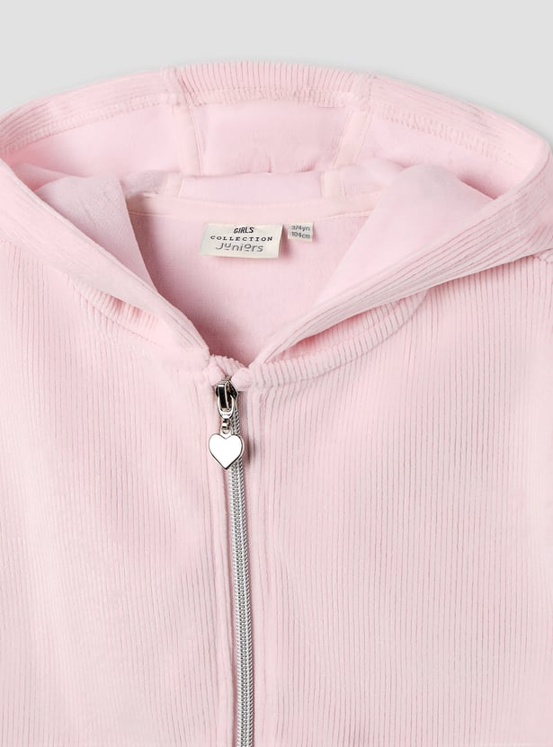 Juniors Textured Sweatshirt with Track Pants Set