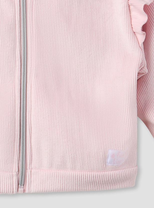 Juniors Textured Sweatshirt with Track Pants Set