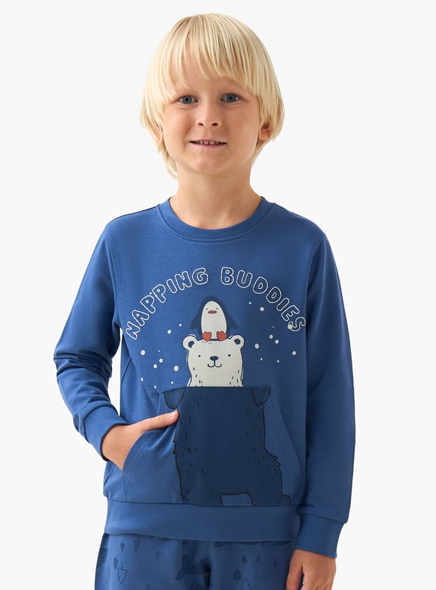 Juniors Bear Print Sweatshirt and Joggers Set