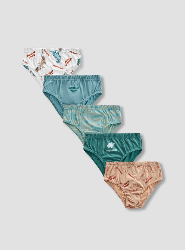 Juniors Dinosaur Print Briefs - Set of 5