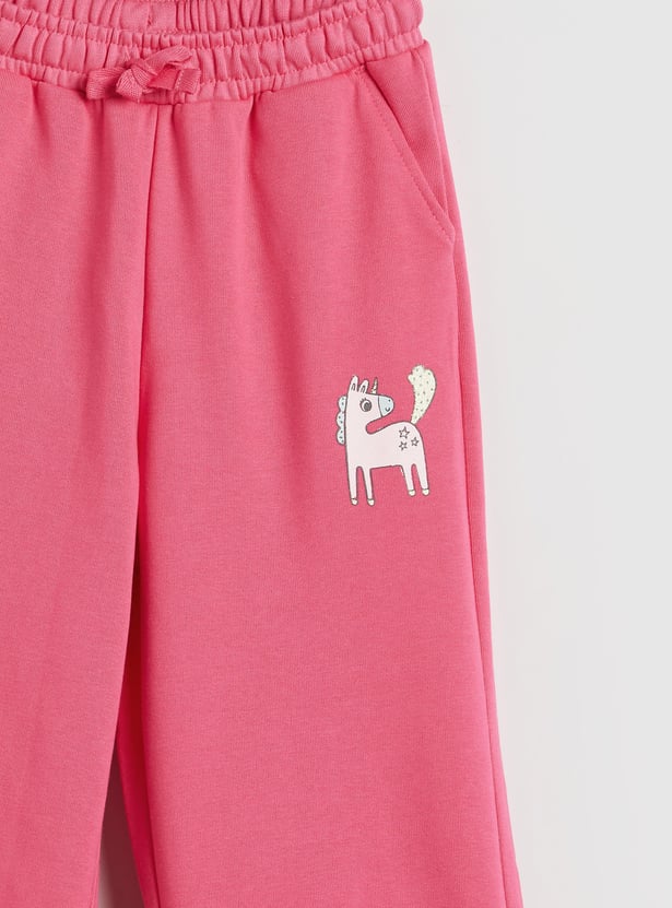 Juniors Unicorn Print Wide Leg Pants with Pockets