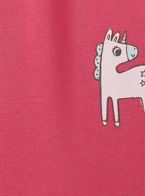 Juniors Unicorn Print Wide Leg Pants with Pockets