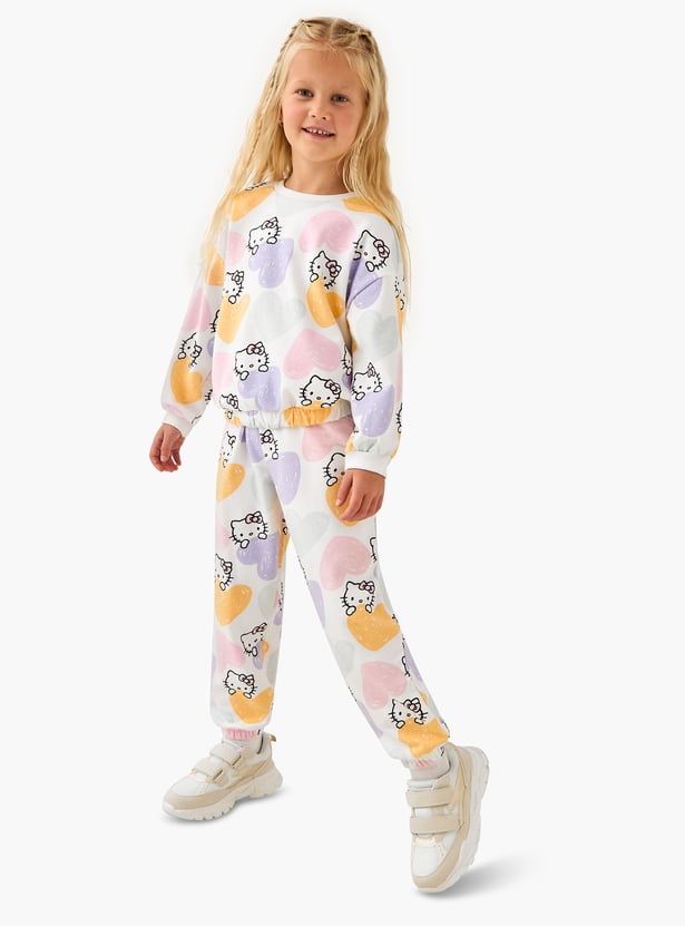 Juniors Hello Kitty Print Sweatshirt and Joggers Set