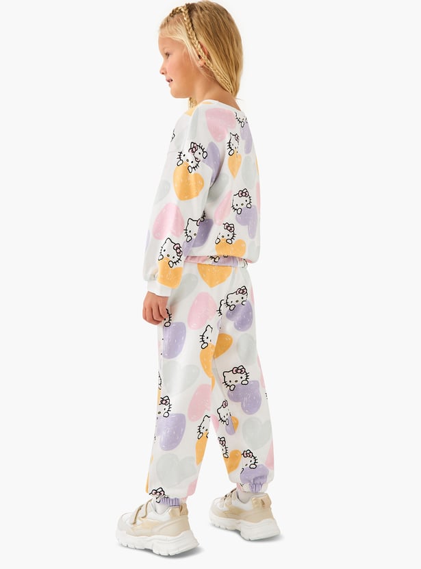 Juniors Hello Kitty Print Sweatshirt and Joggers Set