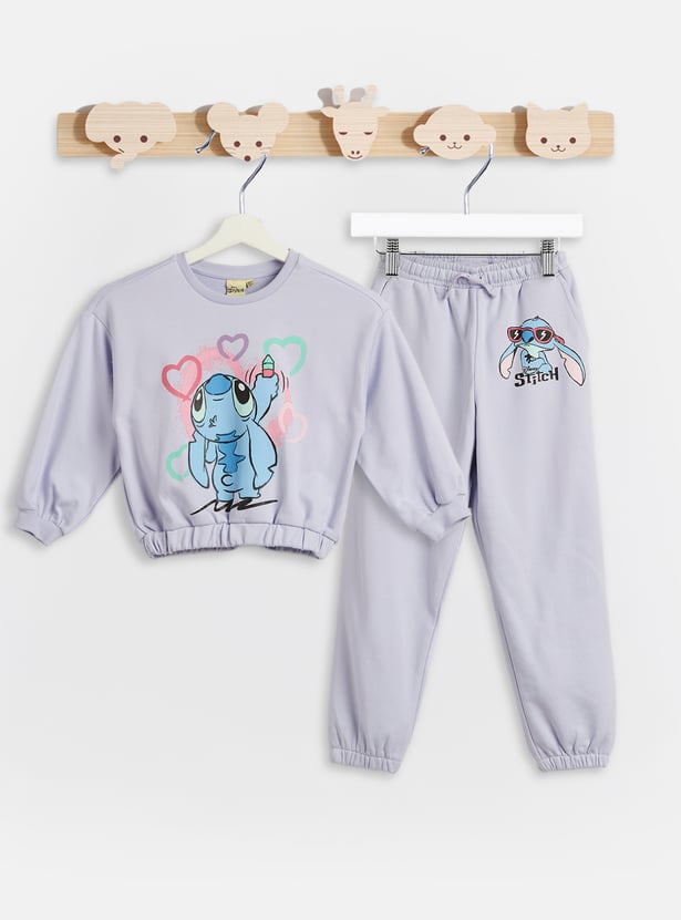 Stitch Print Sweatshirt and Joggers Set