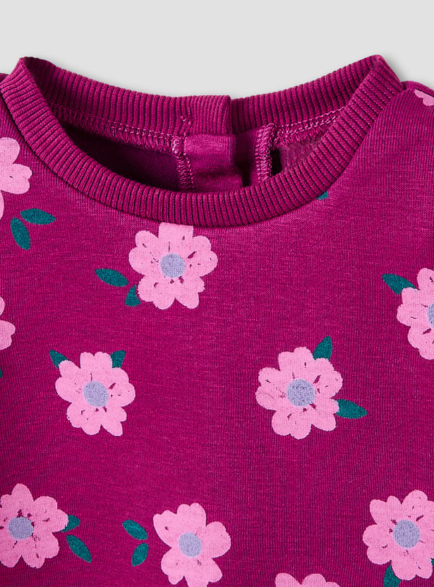 Juniors Floral Print T-shirt and Pants Set